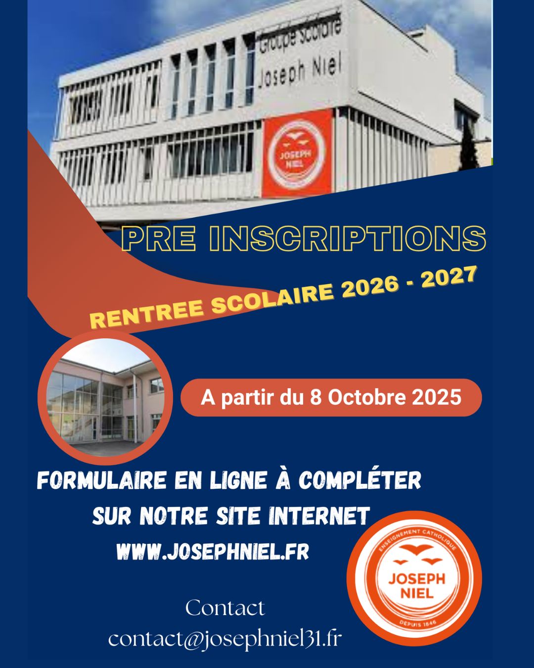 Pré inscriptions rentrée 2026-2027 Joseph Niel
